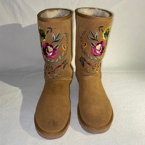 Ugg Juliette Tall Chestnut Embroidered Floral Boot